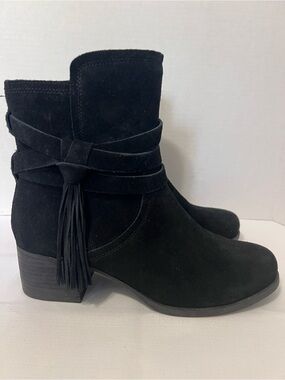 Kookaburra By UGG Black Suede Tassle Block Heel Moto Grunge Festival Boots 8.5